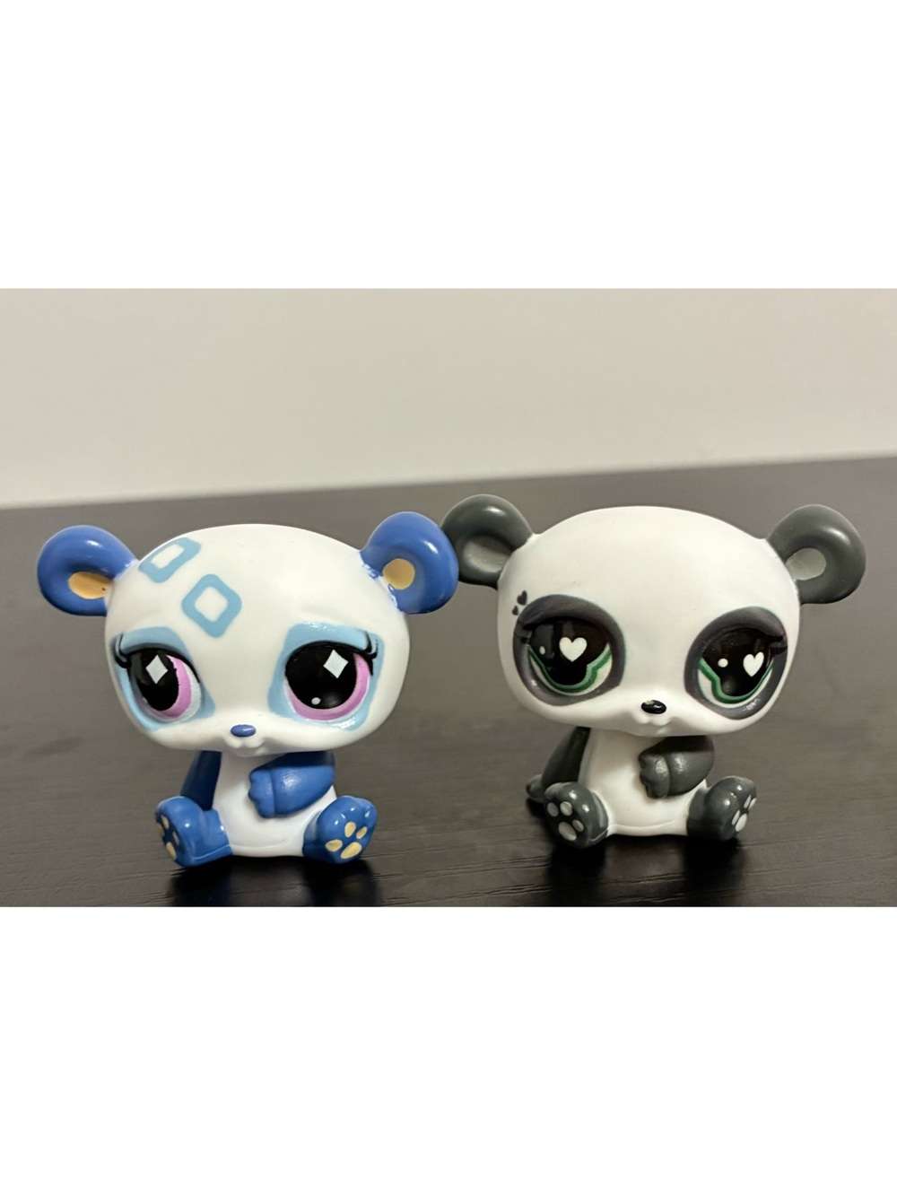 Littlest Pet Shop Blue & White and Gray & White Panda Figures